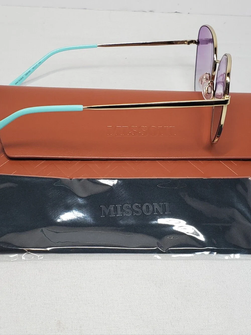 Missoni Purple Gradient Cat-Eye Sunglasses with Blue Temple Tips 55-17-140